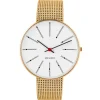 ARNE JACOBSEN BANKERS Ø40MM IO GULDMETAL MED HVID SKIVE - 43427
