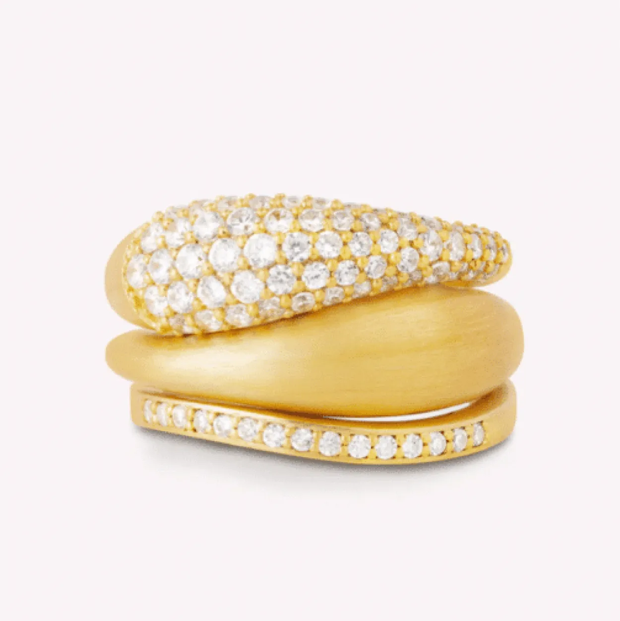 BYBIEHL OCEAN FLOW SPARKLE SØLV FORGYLDT RING MED ZIRKONIA - 5-4203A-GP