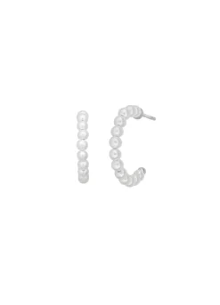 BYBIEHL SMALL PEARL HOOP ØRESTIKKER SØLV MED PERLER 16 MM - 4-032wp-R
