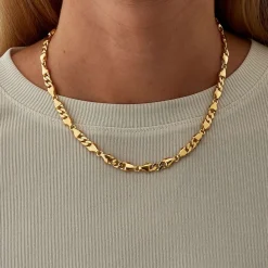 CAMILLE BRINCH CHOKER MELLEMSTOR HALSKÆDE I FORGYLDT SØLV 45 CM - MCBC-FG-45