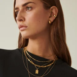 CAMILLE BRINCH CHOKER MELLEMSTOR HALSKÆDE I FORGYLDT SØLV 45 CM - MCBC-FG-45