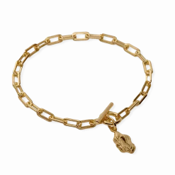 CAMILLE BRINCH NUGGET LAYERS T-LOCK ARMBÅND FORGYLDT SØLV 19 CM - NLATA-FG-19