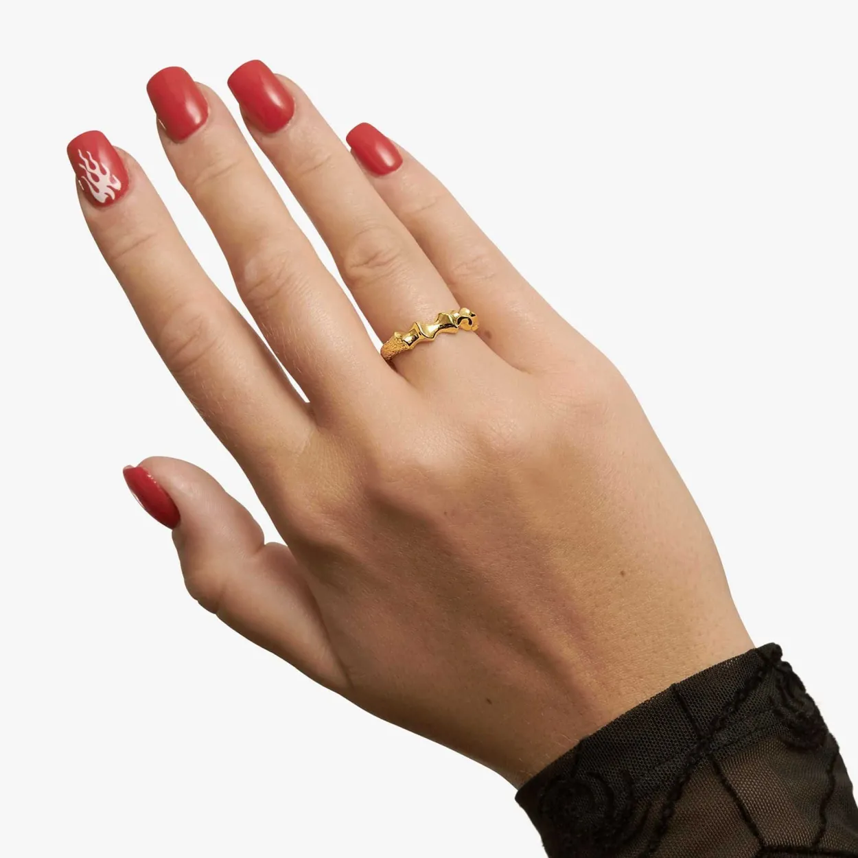 CAMILLE BRINCH SMALL PHOENIX FLAMES RING SØLV FORGYLDT - SPFLR-FG