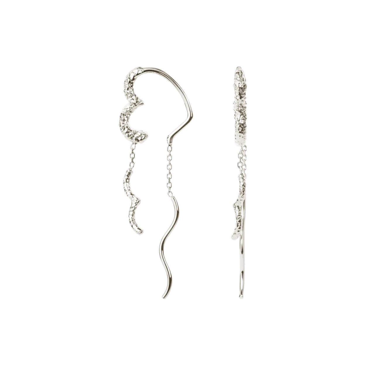 CAMILLE BRINCH WAVY SPARKLY HEART EARLINES ØRERINGE I SØLV - WSPHE