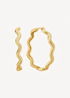 CARRÉ WAVE SØLV FORGYLDT ØRERINGE HOOPS - FH 4525 3CM