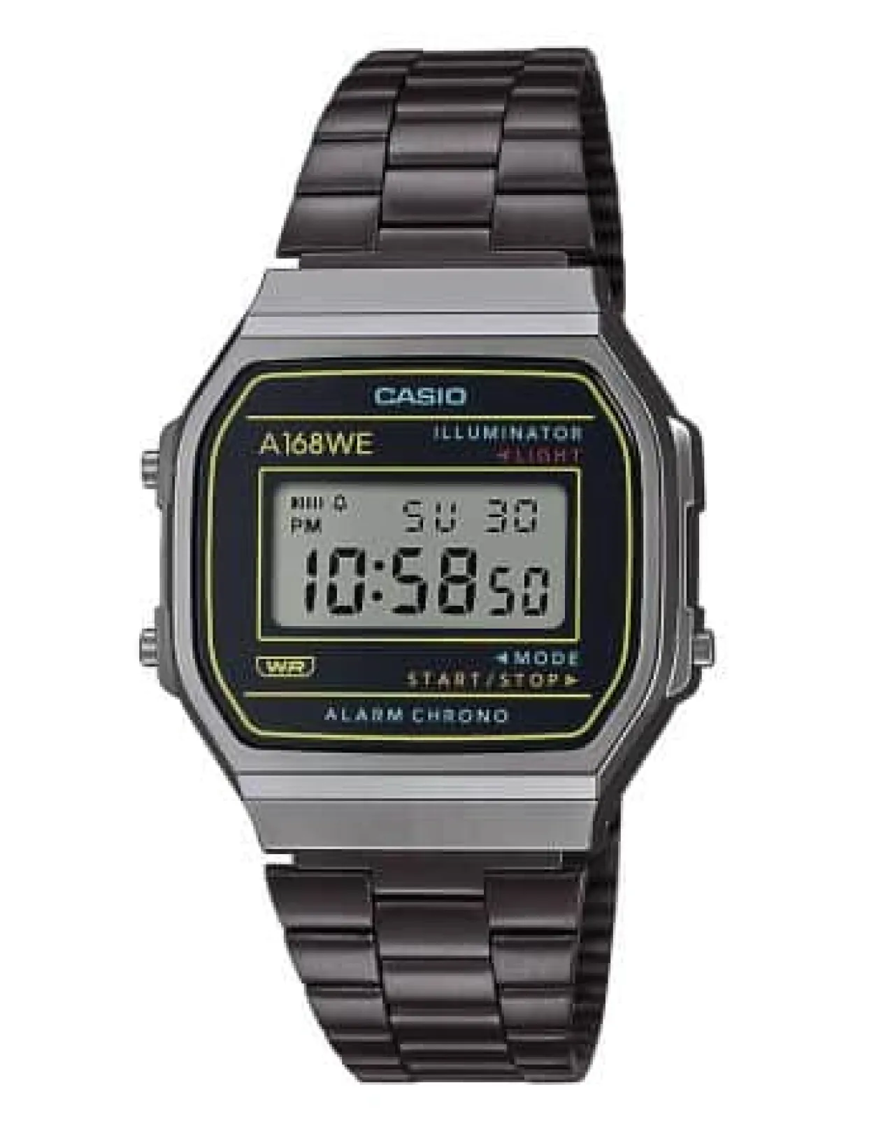CASIO VINTAGE ILLUMINATOR STÅL SORT - A168WEHB-1AEF