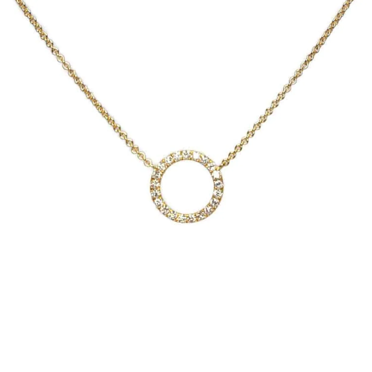 CHRISTOFFERSEN JEWELLERY HALSKÆDE 14 KARAT GULD CIRKEL MED 0,26 CARAT BRILLANTER – 2000182