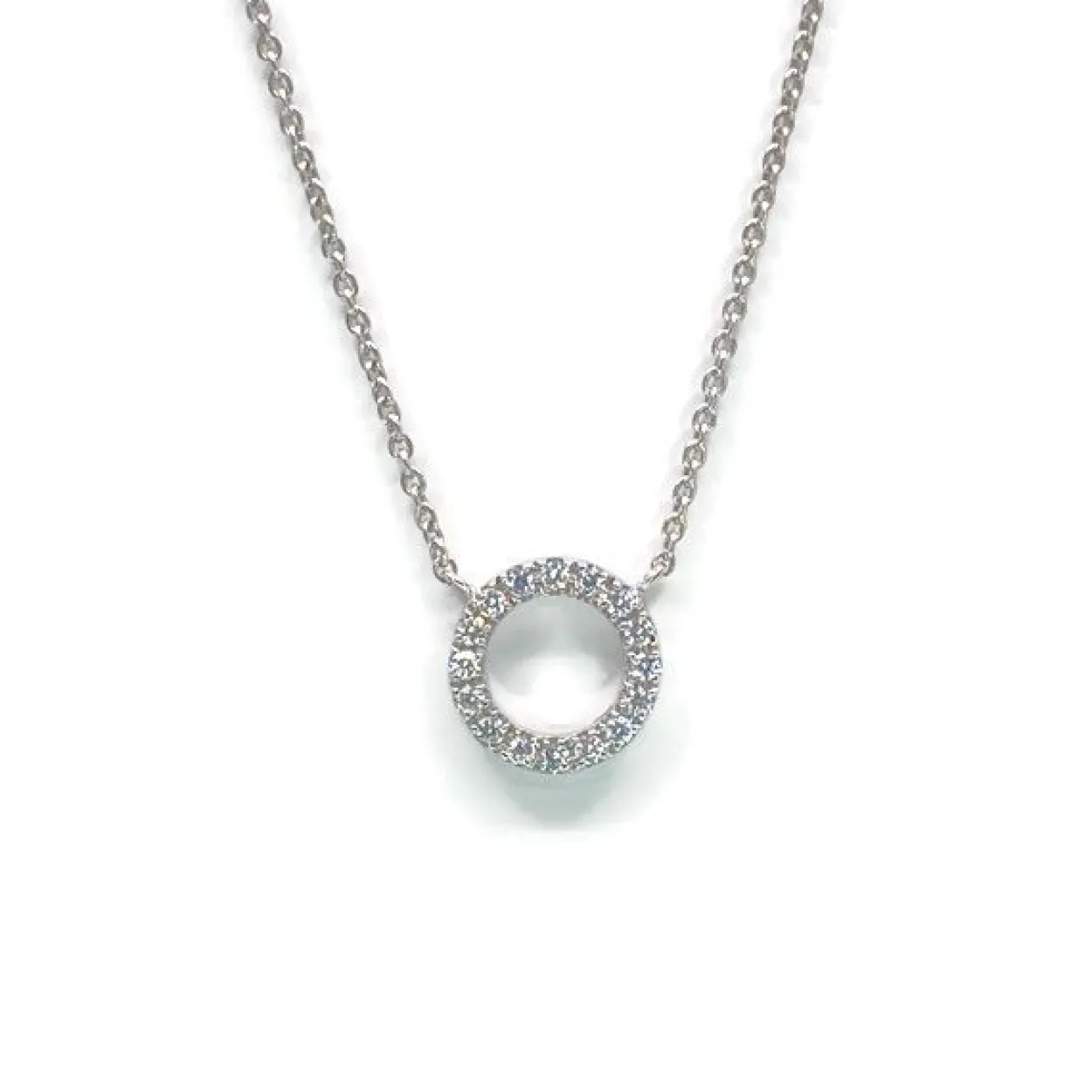 CHRISTOFFERSEN JEWELLERY HALSKÆDE 14 KARAT HVIDGULD CIRKEL MED BRILLANTER - 2000158-5