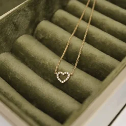 CHRISTOFFERSEN JEWELLERY HJERTE HALSKÆDE 14 KARAT GULD MED 0,07 CARAT BRILLANTER - 2000152