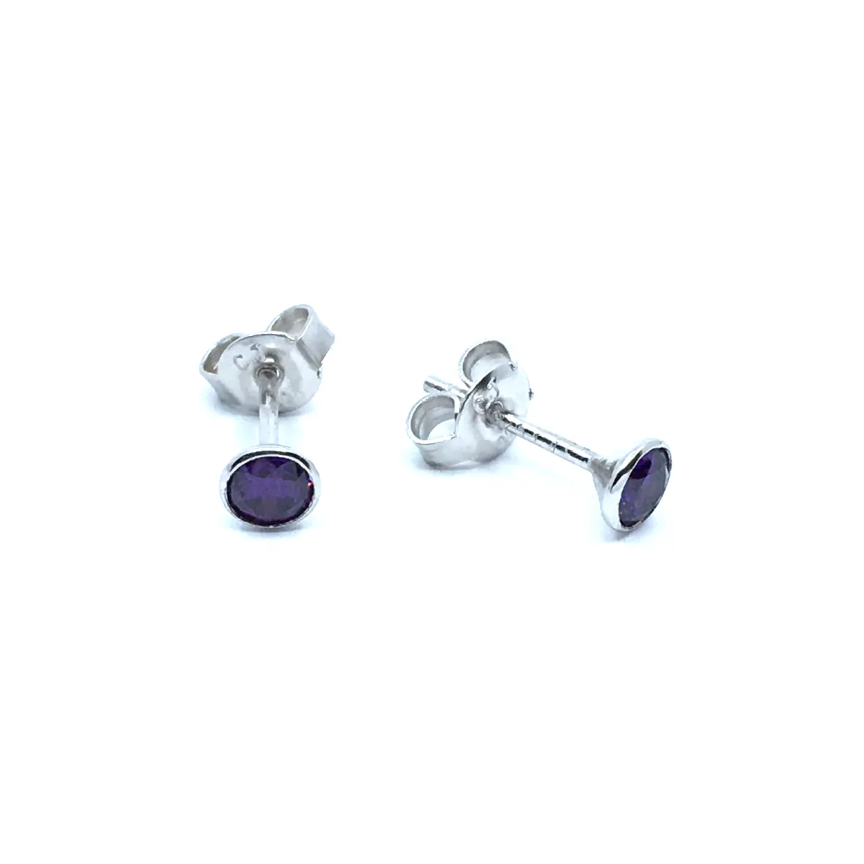 CHRISTOFFERSEN JEWELLERY ØRERINGE MED LILLA STEN 5 MM - 3010379-7