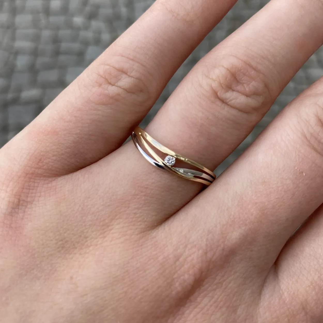 CHRISTOFFERSEN JEWELLERY RING 14 KARAT GULD/HVIDGULD MED BRILLANT - 5070953-2