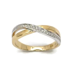 CHRISTOFFERSEN JEWELLERY RING 14 KARAT GULD/HVIDGULD MED DIAMANTER - 5000279-52