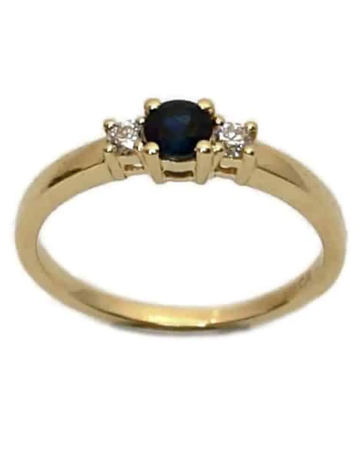 CHRISTOFFERSEN JEWELLERY RING 14 KARAT GULD MED BLÅ SAFIR OG 0,11 CARAT BRILLANTER – 5000490-SA