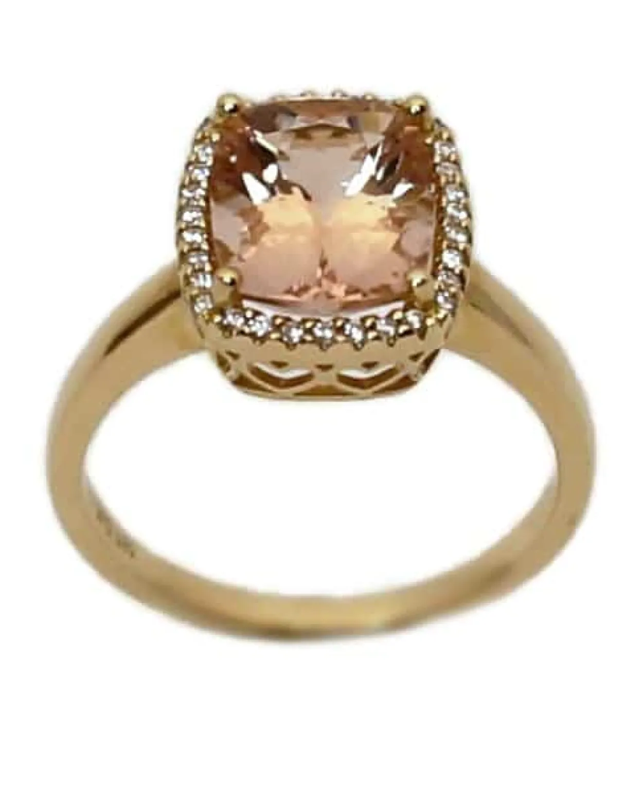 CHRISTOFFERSEN JEWELLERY ROSET RING 14 KARAT GULD MED MORGANIT OG 0,115 CARAT BRILLANTER - 5070957-53