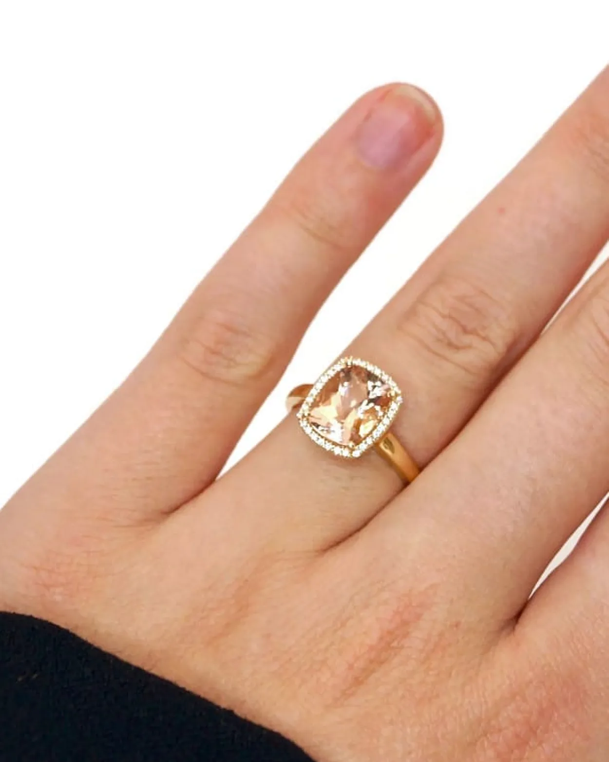 CHRISTOFFERSEN JEWELLERY ROSET RING 14 KARAT GULD MED MORGANIT OG 0,115 CARAT BRILLANTER - 5070957-53