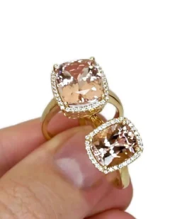 CHRISTOFFERSEN JEWELLERY ROSET RING 14 KARAT GULD MED MORGANIT OG 0,115 CARAT BRILLANTER - 5070957-53