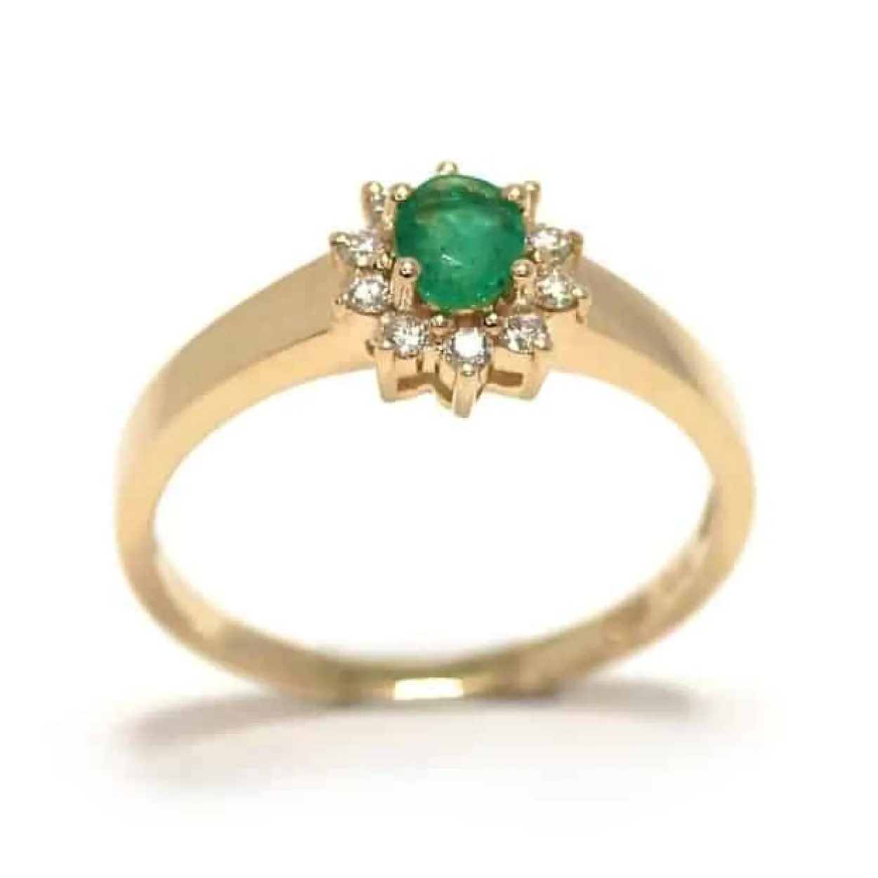 CHRISTOFFERSEN JEWELLERY ROSET RING 14 KARAT MED SMARAGD OG BRILLANTER - 5070256G-SM
