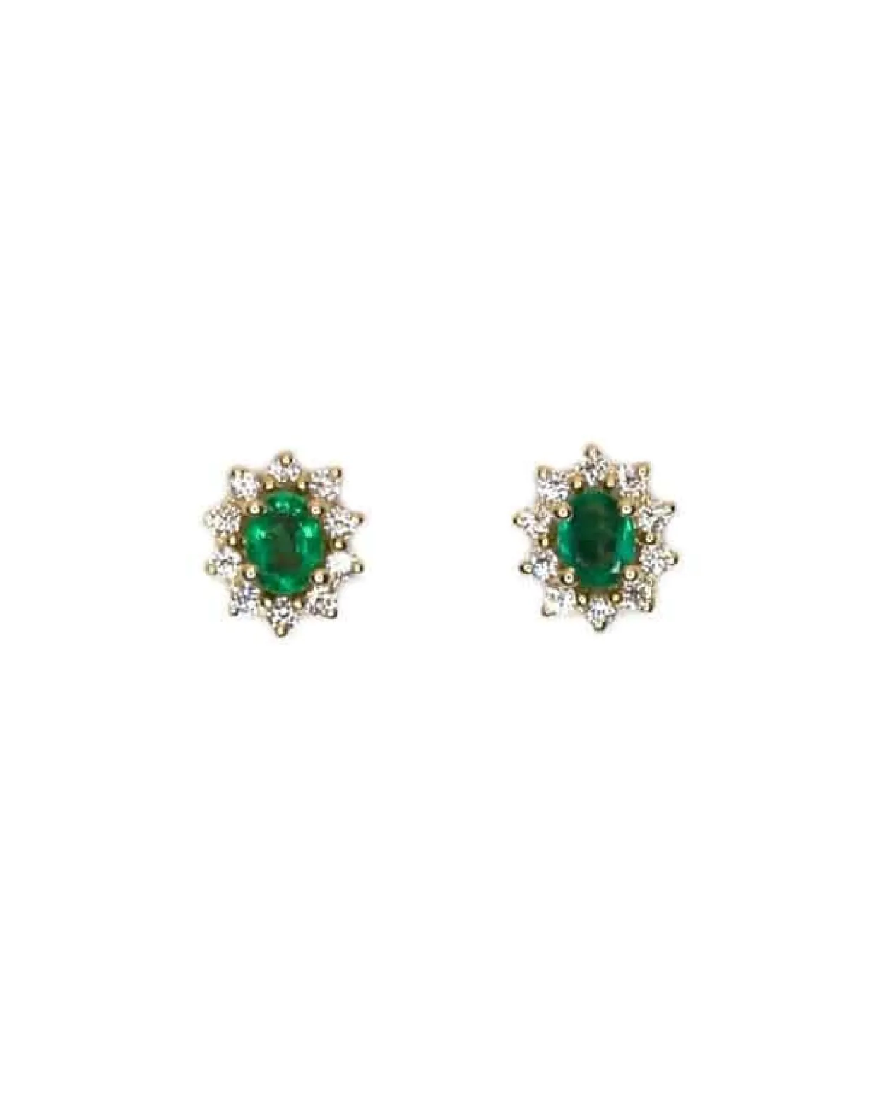 CHRISTOFFERSEN JEWELLERY ROSÉT ØRESTIKKER 14 KARAT GULD MED SMARAGD OG BRILLANTER - 3070256G-SM