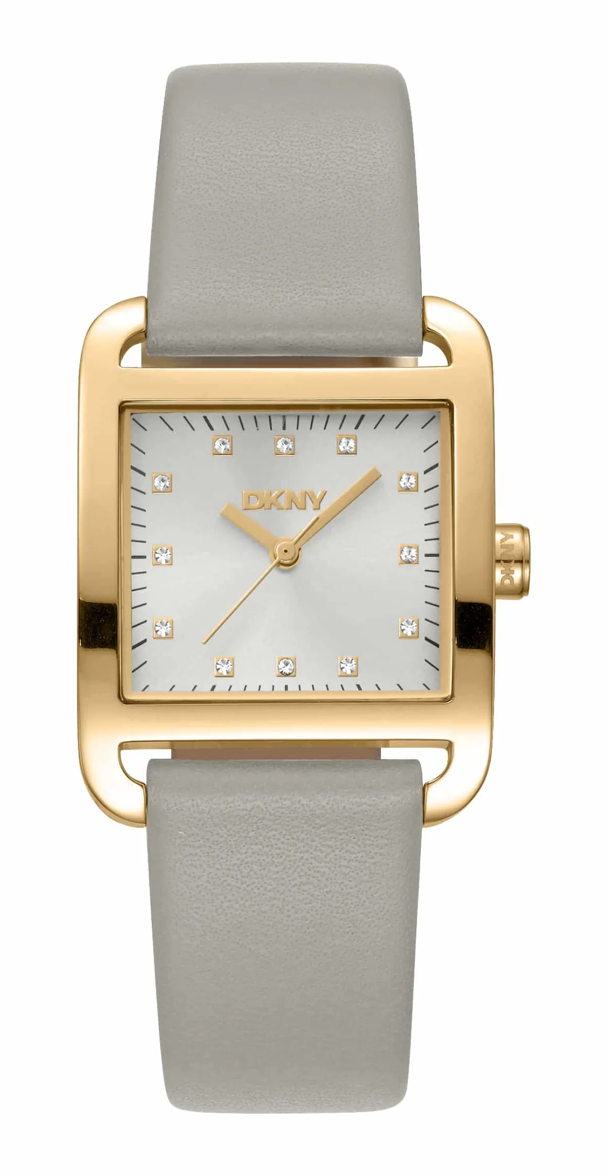 DKNY CITY MIDI UR DAME MED GRÅ LÆDERREM - DK1L004L0025