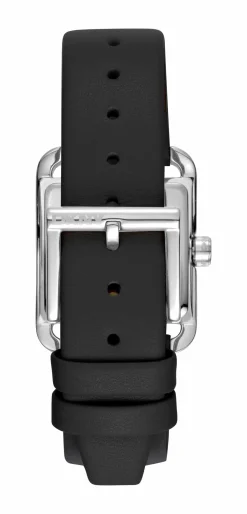 DKNY CITY MIDI UR DAME STÅL MED SORT LÆDERREM - DK1L004L0015