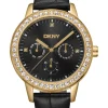 DKNY PARSONS MULTI GLITZ UR DAME MED SORT LÆDERREM - DK1L055L0025