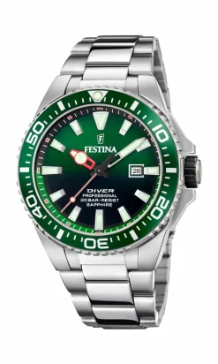 FESTINA DIVER UR HERRE STÅL MED GRØN SKIVE - F20663/2