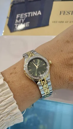 FESTINA UR DAME MED GRØN SKIVE - F16868/4
