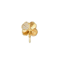 FLORA DANICA FIRKLØVER EARCUFF PAVÉ FORGYLDT SØLV - FLC-EACU-G-PAVE