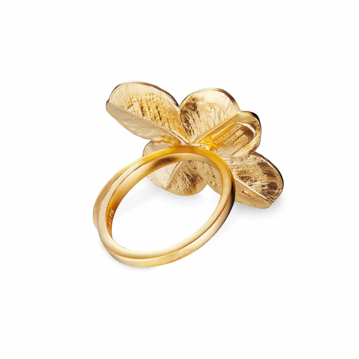 FLORA DANICA FIRKLØVER STATEMENT RING FORGYLDT SØLV - FLC-STRI-G