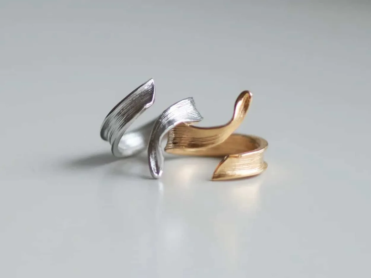 FLORA DANICA GRÆS RING SØLV FORGYLDT STATEMENT - GR-StRi-G