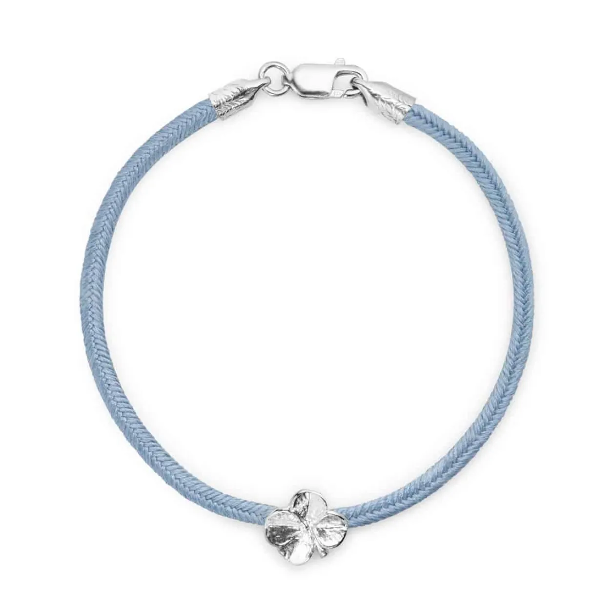 FLORA DANICA SILKE ARMBÅND BLÅT FIRKLØVER SØLV - FLC-SILK-BLUE-18-S