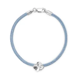 FLORA DANICA SILKE ARMBÅND BLÅT FIRKLØVER SØLV - FLC-SILK-BLUE-16-S