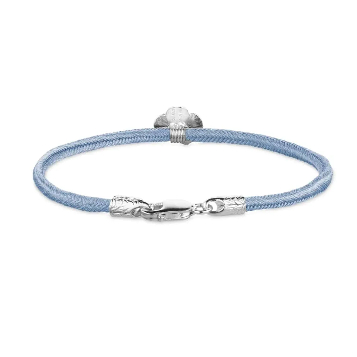 FLORA DANICA SILKE ARMBÅND BLÅT FIRKLØVER SØLV - FLC-SILK-BLUE-16-S