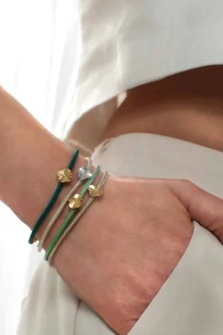 FLORA DANICA SILKE ARMBÅND CHAMPAGNE MED FORGYLDT SØLV 18 CM - FLC-SILK-CHAMPAGNE-18-G