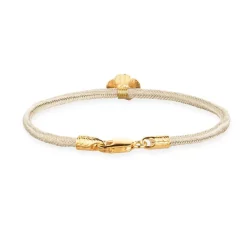 FLORA DANICA SILKE ARMBÅND CHAMPAGNE MED FORGYLDT SØLV 18 CM - FLC-SILK-CHAMPAGNE-18-G