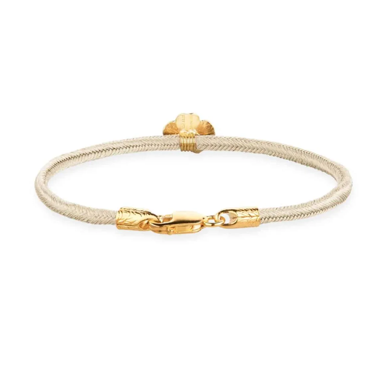 FLORA DANICA SILKE ARMBÅND CHAMPAGNE MED FORGYLDT SØLV 18 CM - FLC-SILK-CHAMPAGNE-18-G