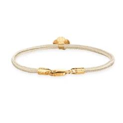 FLORA DANICA SILKE ARMBÅND CHAMPAGNE MED FIRKLØVER 16,5 CM - FLC-SILK-CHAMPAGNE-16-G