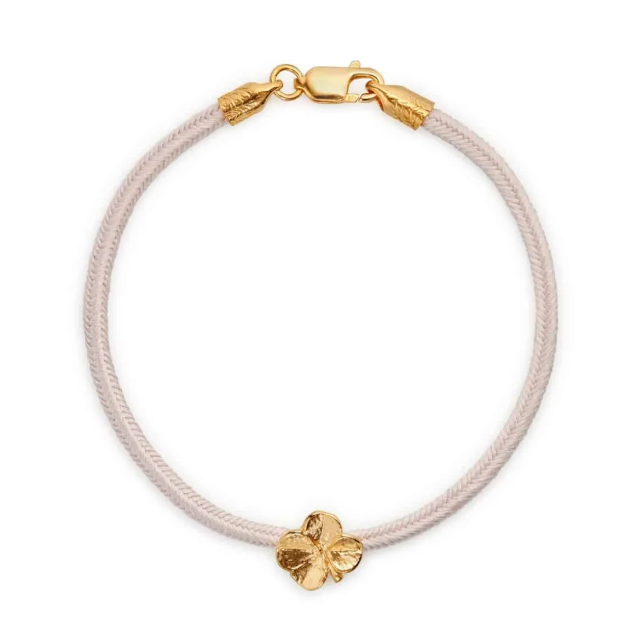 FLORA DANICA SILKE ARMBÅND FIRKLØVER ROSA FORGYLDT SØLV - FLC-SILK-ROSE-16-G