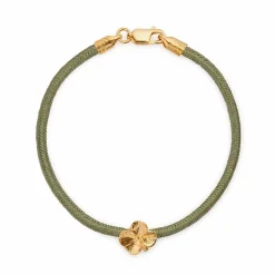 FLORA DANICA SILKE ARMBÅND OLIVEN FIRKLØVER FORGYLDT SØLV - FLC-SILK-OLIVE-18-G