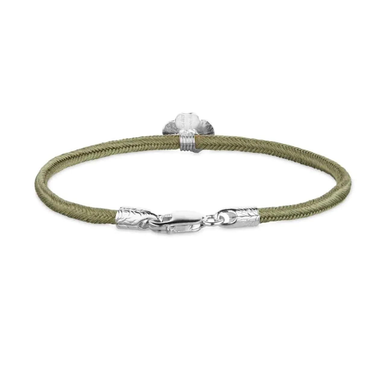 FLORA DANICA SILKE ARMBÅND OLIVEN FIRKLØVER SØLV - FLC-SILK-OLIVE-16-S