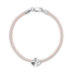 FLORA DANICA SILKE ARMBÅND ROSA FIRKLØVER SØLV - FLC-SILK-ROSE-18-S