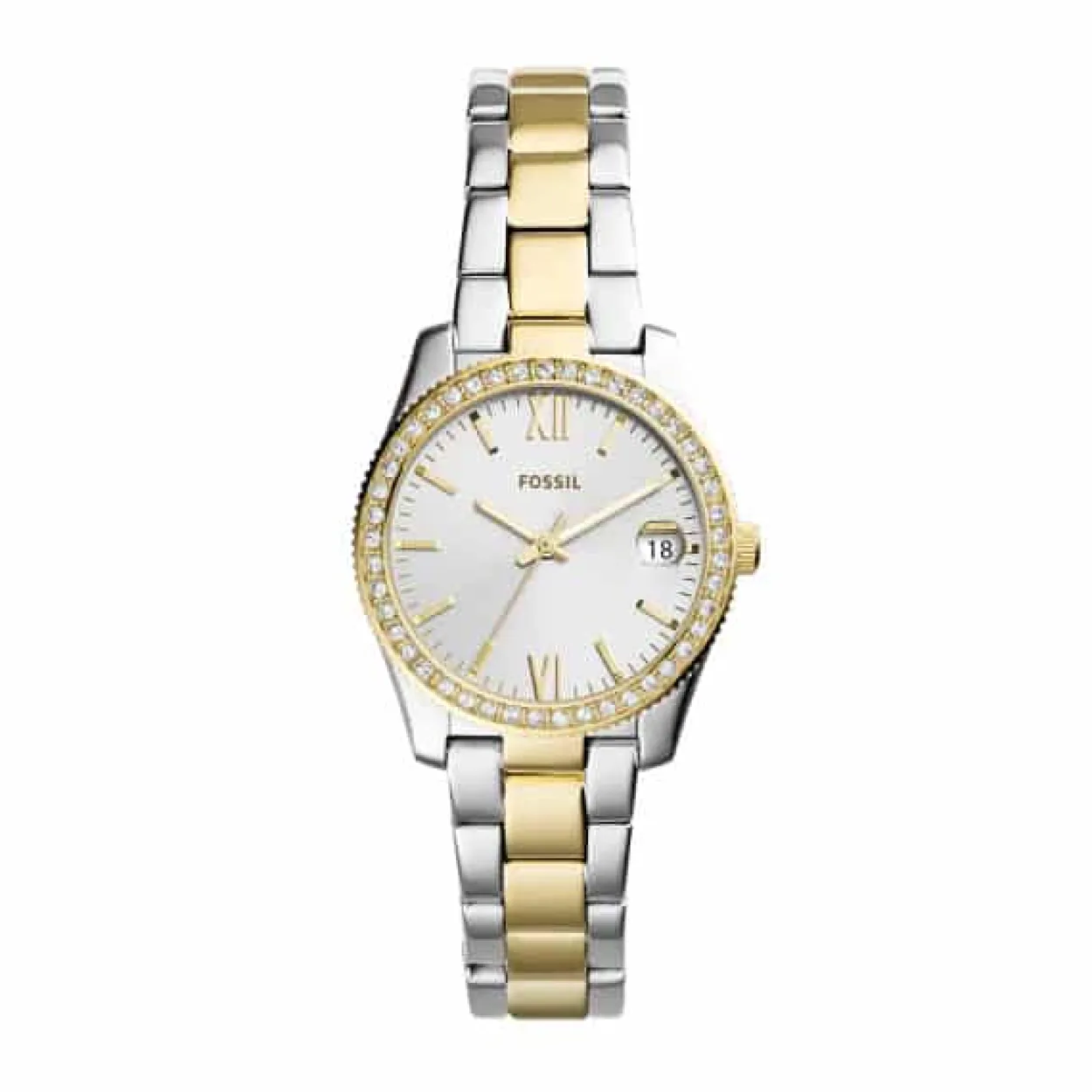 FOSSIL SCARLETTE MINI UR DAME TO FARVET LÆNKE MED LYS SKIVE - ES4319