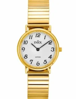 INEX DAME GULD FARVET FLEX MED SAFIR GLAS - A69194-1D0A