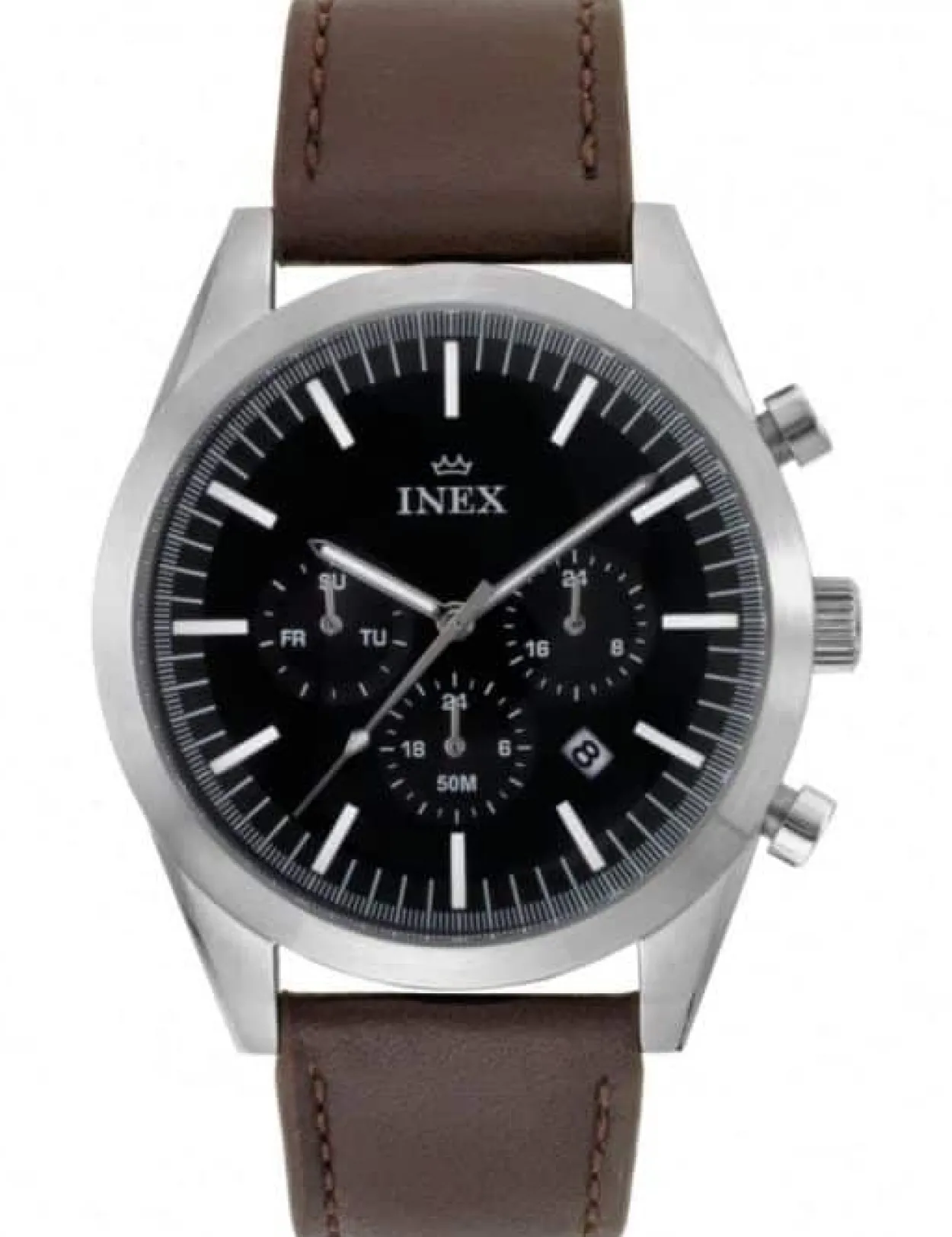 INEX HERRE STÅL DATO BRUN REM - A76204S5I
