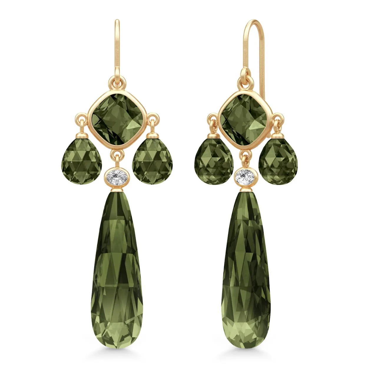 JULIE SANDLAU OFELIA CHANDELIERS ØRERINGE MED OLIVIEN GRØN KRYSTAL - HKS822GDOLCRCZ