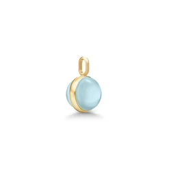 JULIE SANDLAU PRIME MINI VEDHÆNG FORGYLDT SØLV MED MILKY AQUA KRYSTAL – PD374GDMLAQCR