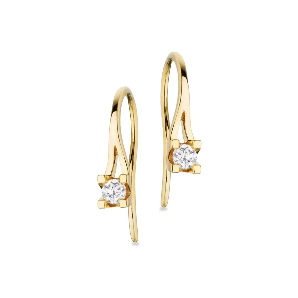 KLEOPATRA 14 KARAT GULD ØRERINGE BØJLE MED BRILLANT 0,20 CARAT WESSELTON/SI - 1125,20