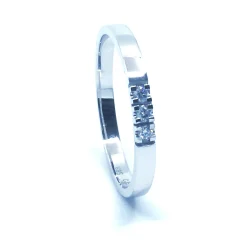 14 KT. ALLIANCE RING HVIDGULD MED BRILLANT 3X0,02 CT. W/SI