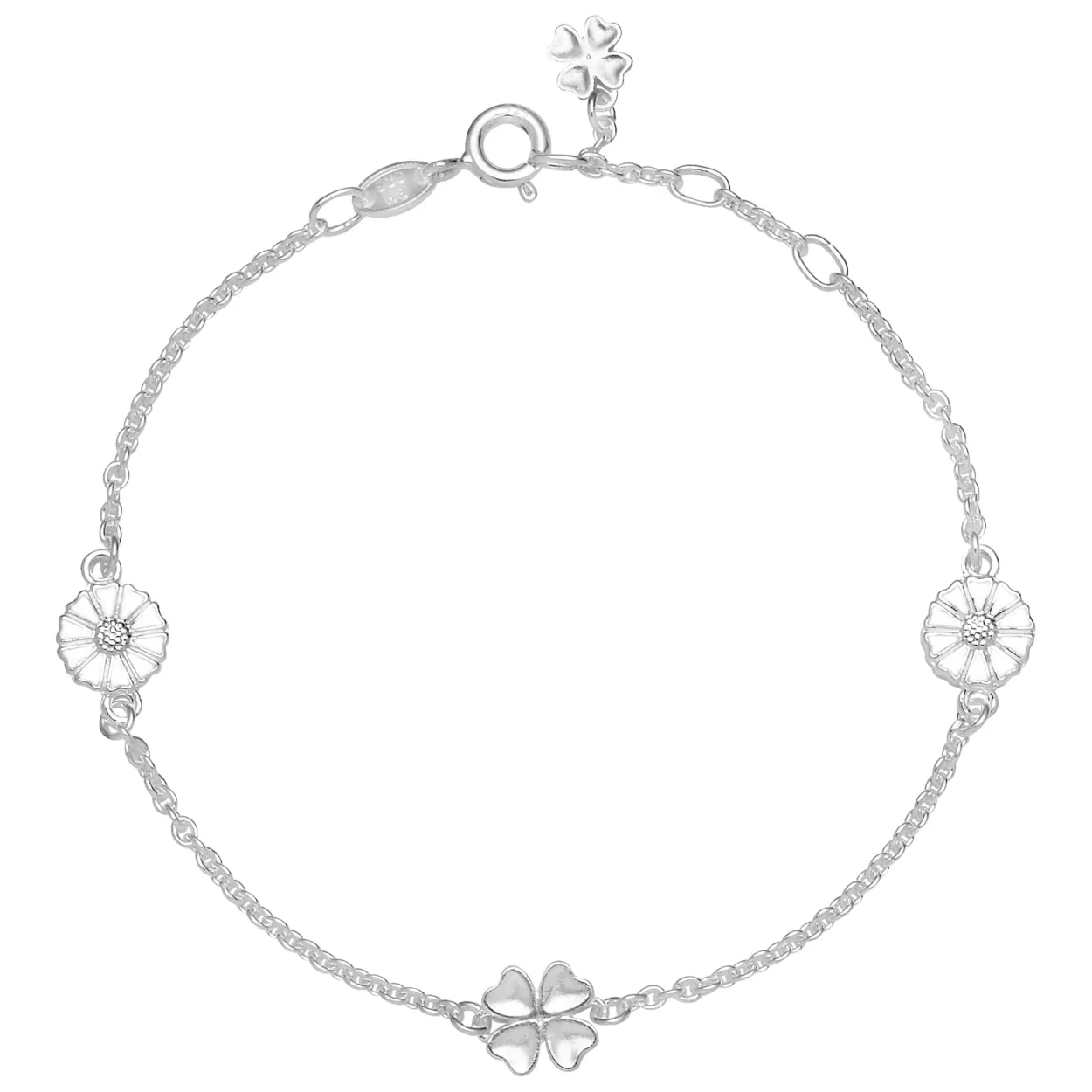 LUND COPENHAGEN MARGUERIT ARMBÅND MED FIRKLØVER SØLV - 9015072-H