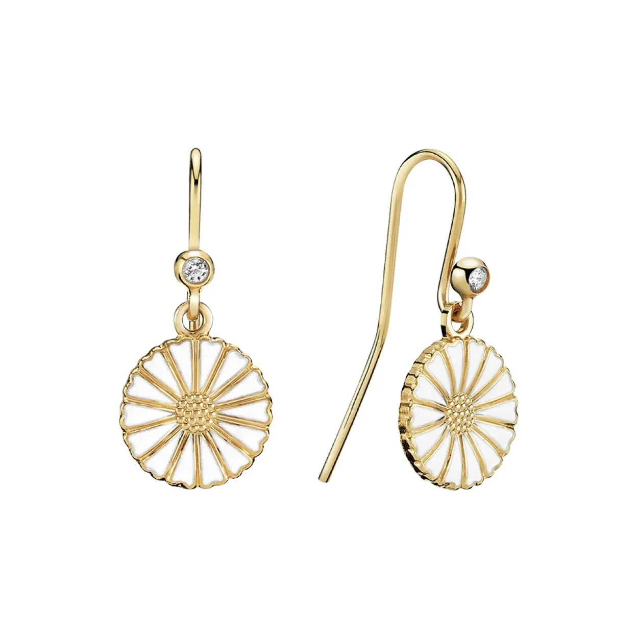 LUND COPENHAGEN ØRERING FORGYLDT MARGUERIT 11 MM ZIRKONIA - 9095025-2-30-M